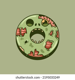 Halloween Zombie Donut theme illustration