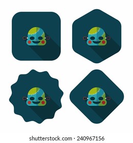 halloween zombie flat icon with long shadow,eps10