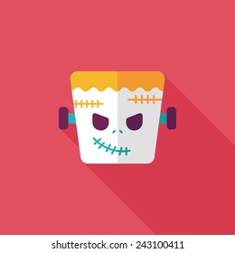 Halloween zombie flat icon with long shadow, eps10