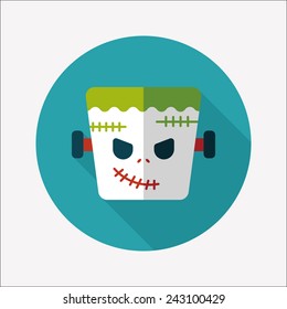 Halloween zombie flat icon with long shadow, eps10