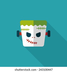 Halloween zombie flat icon with long shadow, eps10