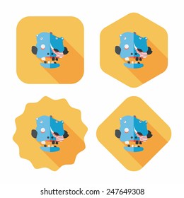 Halloween zombie flat icon with long shadow,eps10