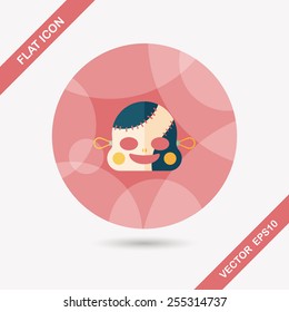 halloween zombie flat icon with long shadow,eps10
