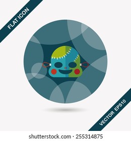 halloween zombie flat icon with long shadow,eps10