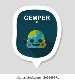 halloween zombie flat icon with long shadow,eps10