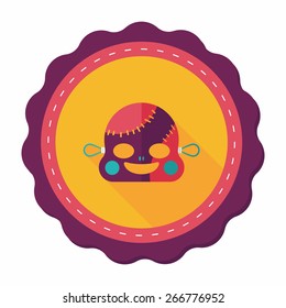 halloween zombie flat icon with long shadow,eps10
