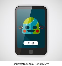 halloween zombie flat icon with long shadow,eps10