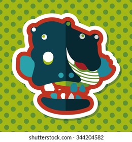 Halloween zombie flat icon with long shadow,eps10