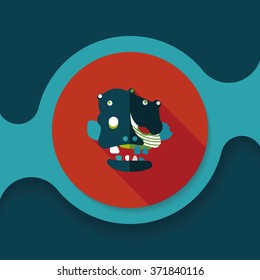 Halloween zombie flat icon with long shadow,eps10