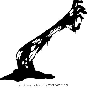 Halloween Zombie Hand Schwarz Silhouette. handgezeichnete Vektorgrafik einzeln auf transparentem Hintergrund