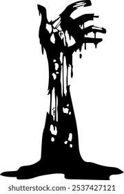 Dia das Bruxas Zumbi Mão Preto Silhueta. Ilustração Desenhada À Mão Do Vetor Isolada No Plano De Fundo Transparente