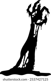 Halloween Zombie Hand Schwarz Silhouette. handgezeichnete Vektorgrafik einzeln auf transparentem Hintergrund