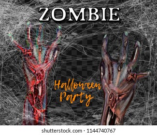 halloween zombie hand. Cartoon zombie hands. Vector clip art illustration with simple gradients. Each on a separate layer.