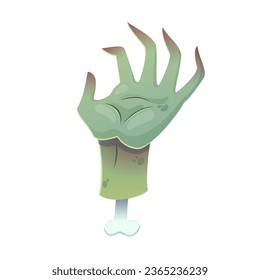 Halloween zombie hand. Element in cartoon style. Vector Illustration isolated on white background.