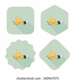 Halloween zombie hand flat icon with long shadow,eps10
