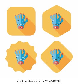Halloween zombie hand flat icon with long shadow,eps10