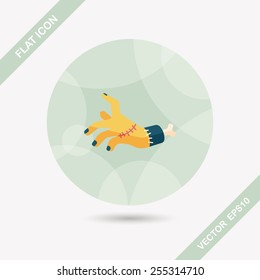 Halloween zombie hand flat icon with long shadow,eps10