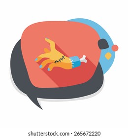 Halloween zombie hand flat icon with long shadow,eps10