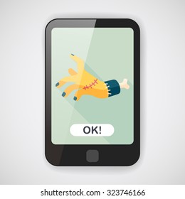 Halloween zombie hand flat icon with long shadow,eps10