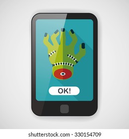 Halloween zombie hand flat icon with long shadow,eps10