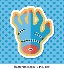 Halloween zombie hand flat icon with long shadow,eps10