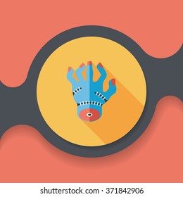 Halloween zombie hand flat icon with long shadow,eps10