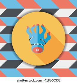 Halloween zombie hand flat icon with long shadow,eps10