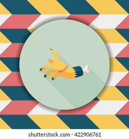 Halloween zombie hand flat icon with long shadow,eps10