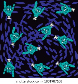 Halloween zombie hand flat icon,eps10 seamless pattern background