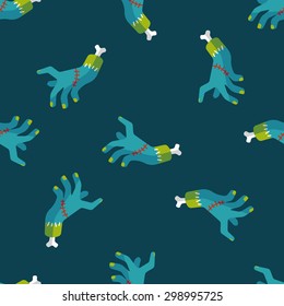 Halloween zombie hand flat icon,eps10 seamless pattern background