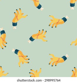 Halloween zombie hand flat icon,eps10 seamless pattern background