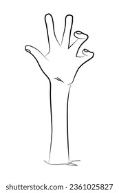 Halloween zombie hand line style icon design