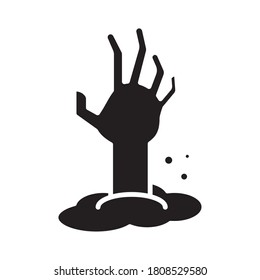 Halloween zombie hand silhouette style icon design, Holiday and scary theme Vector illustration