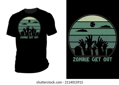 Halloween zombie hand silhouette t shirt mockup retro vintage