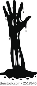 Halloween zombie hands silhouettes, vector horror holiday. Scary monsters arms reaching out from cemetery grave ground. Evil dead man, spooky