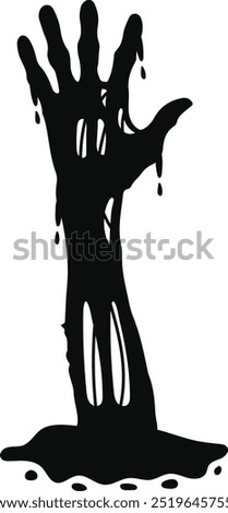 Halloween zombie hands silhouettes, vector horror holiday. Scary monsters arms reaching out from cemetery grave ground. Evil dead man, spooky