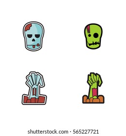 Halloween Zombie Head And Arm Icon Logo Vector Set Element