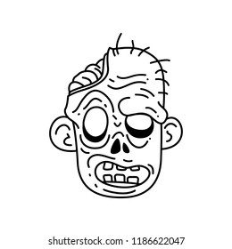 Halloween zombie head cartoon illustration