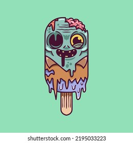 Halloween Zombie Ice Cream illustration