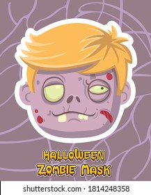 Halloween Zombie Maske Vektordesign. Vektorclip-Kunstillustration mit einfachem Farbverlauf. Cartoon Zombie Kopfgefühl