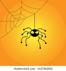 Halloween Zombie Night Spider and Web. Vector illustration