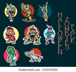 halloween zombie pack vector eps