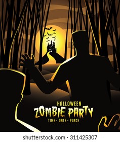 Halloween zombie party invitation background with copy space EPS 10 vector