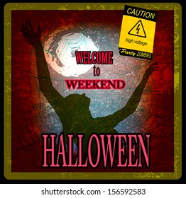 Halloween. Zombie Party. Poster. Vector