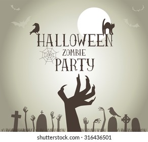 Halloween Zombie Party Poster in vector format