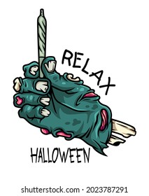 Halloween Zombie Relax Weed Illustration vector art