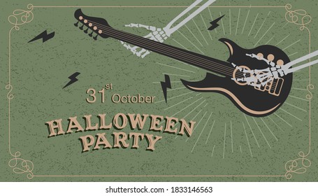 Halloween zombie singing party in night graveyard Premium Vector