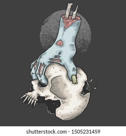 halloween zombie skull illustration vector