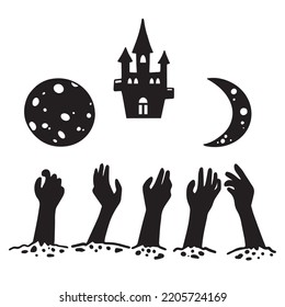 Halloween Zombie Vector Set Cameo Silhouette Ready For Print Or Your Designs.