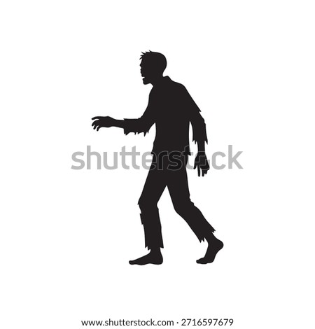 Halloween Zombie walking silhouette vector flat illustration design on white background